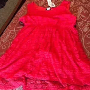 Lace bright red dress.